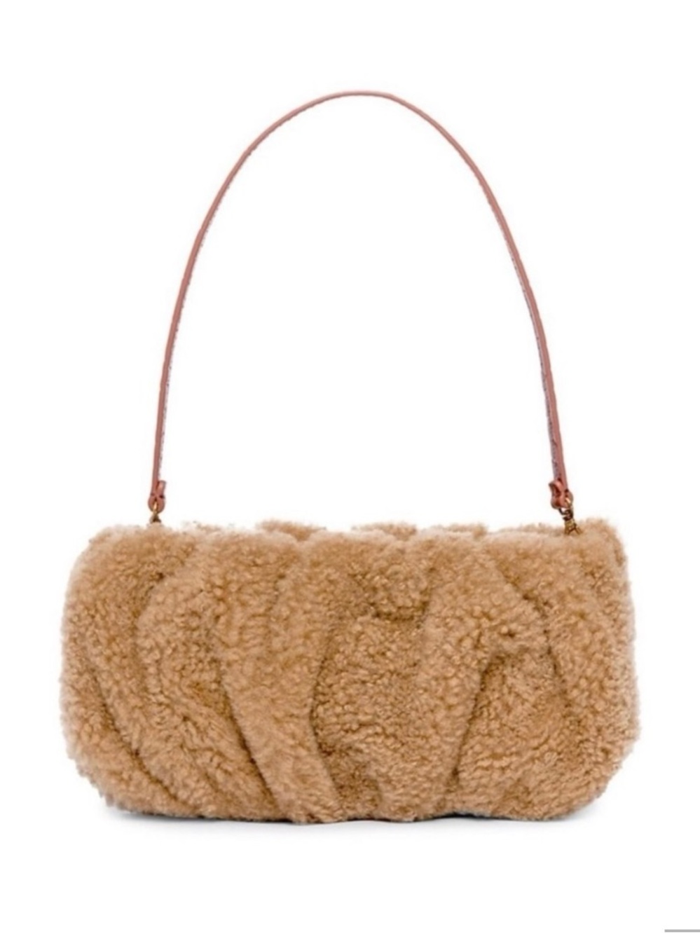 STAUD Brown Teddy Shearling Mini Bag